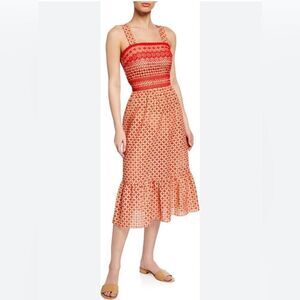 Shoshanna Floral Canyon Midi Dress with Embroidery and Eyelet Details NWT XS